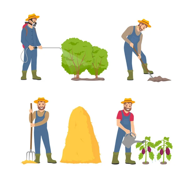 Farming Cultivation and People Vector Illustration — Stock Vector