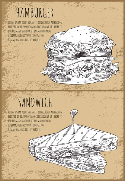 Гамбургер і сендвіч встановити Векторні ілюстрації — стоковий вектор