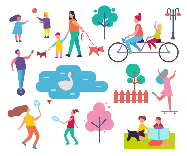 Les gens dans le parc Activités Illustration vectorielle — Image vectorielle