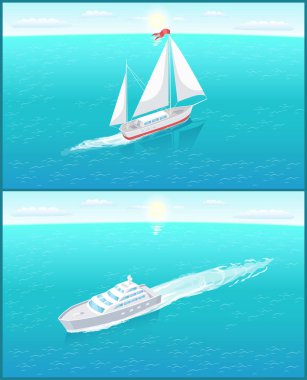 Yelken tekne beyaz Canvas yelken ve yolcu gemisi