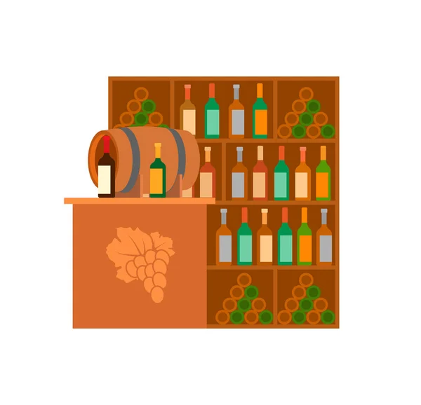 Winery Alcoholic Drinks Selling Store Stand Vector