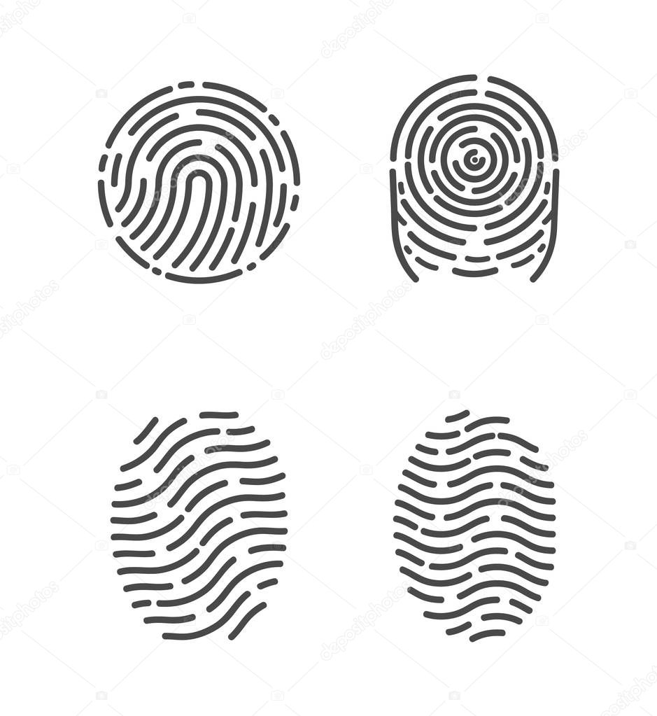 Identification Fingerprints Sketches Set Vector
