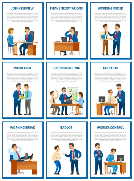 Business Meeting and Job Interview with Candidate — Stock Vector