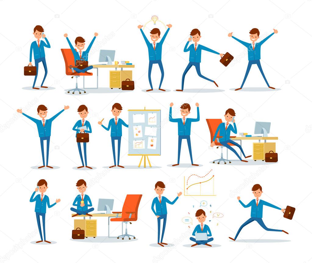 Man Businessman Characters in Office, ceo at Work