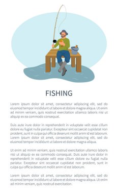 Fisher ile çubuk ve Catch balıkçılık iskele üzerinde