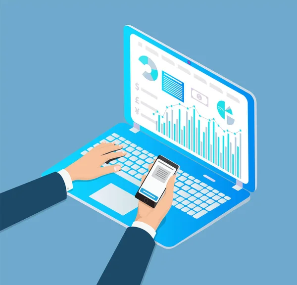 Ilustração de Vetor de Célula de Laptop Digital Analytics —  Vetores de Stock