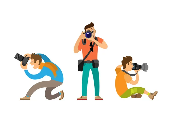 Fényképész vagy fénykép fényképezőgép Photojournalists — Stock Vector