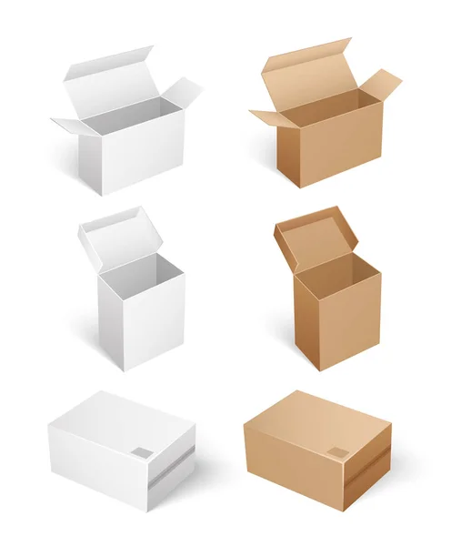 Square Shaped Carton Boxes for Products Keeping — Stock Vector