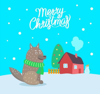 Mutlu Noeller kurt eşarp Poster vektör giyiyor