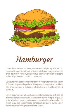 Hamburger Poster Fast Food vektör çizim