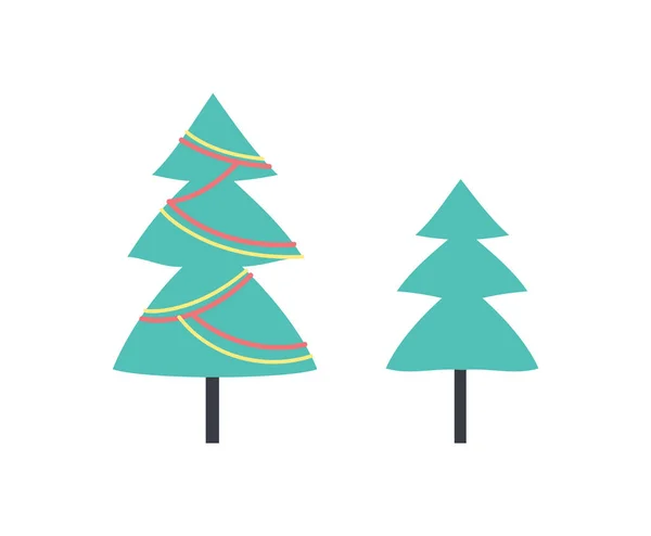 クリスマス ツリーが飾られて、森林常緑植物 — ストックベクタ