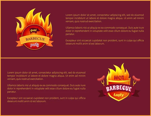 Hot barbecue Grill segno gustoso Frankfurter salsicce — Vettoriale Stock