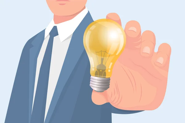 Business Idea Concept Lightbulb and Male Vector — Stock Vector