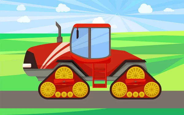 Big Tractor on Land Machine Vector Illustration — Stock Vector