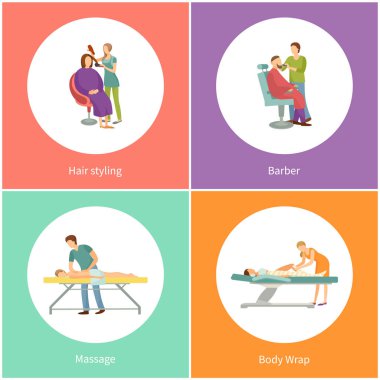 Saç şekillendirme stili değişiminde salonların vektör