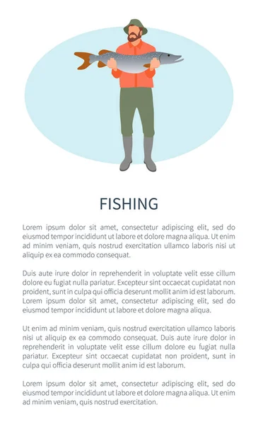 Pesca Sport o hobby Attività Manifesto con Fisher — Vettoriale Stock