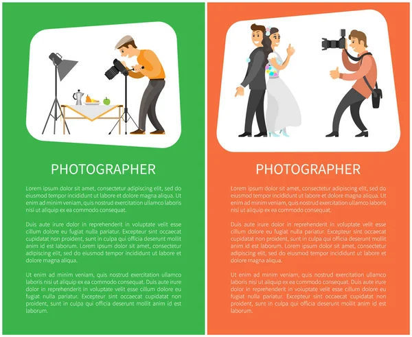 Fotografo Professione e Hobby Banner luminosi — Vettoriale Stock