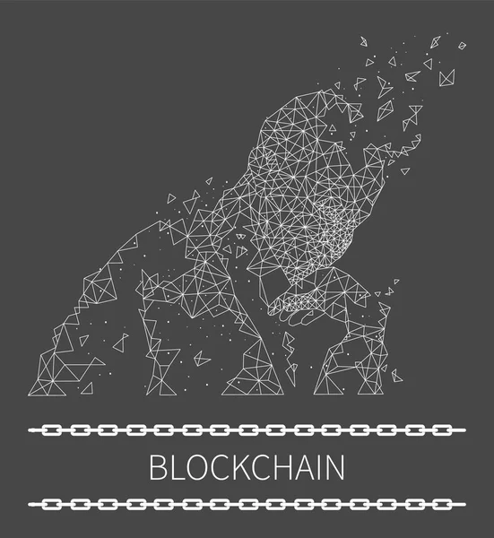 Blockchain Poster texto com vetor de pensamento humano —  Vetores de Stock