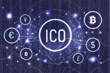 ICO Bitcoin ve bağlı para vektör ayarla
