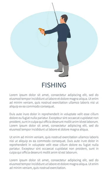 Fishing Outdoor Activity Fisher and Catch Flyer — Stock Vector