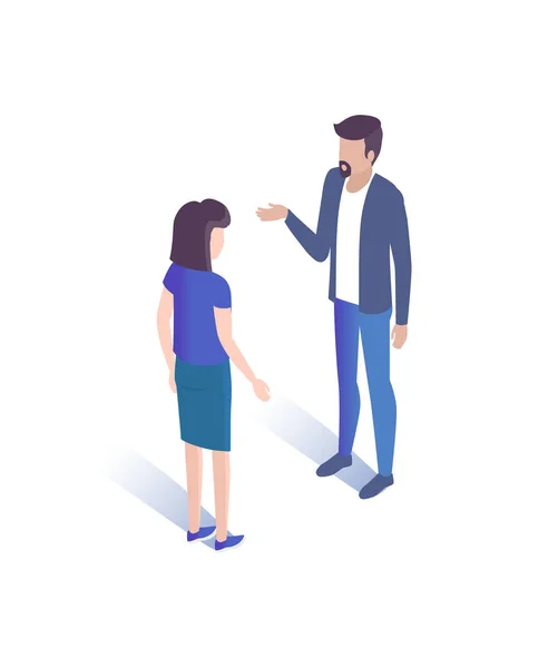 Homme et femme parlent ensemble Illustration vectorielle — Image vectorielle