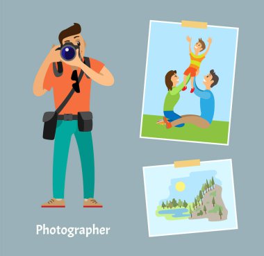 Fotoğrafçı ile dijital fotoğraf makinesi ve fotoğraf çekimleri