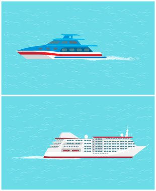 Su taşıma yat ve Cruise Liner vektör