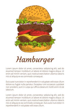 Hamburger Fast Food Poster vektör çizim