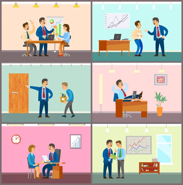 Spotkanie biznesowe, burza mózgów pracy zespołowej w biurze — Wektor stockowy