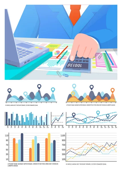 Infográfico e Estatística, Homem de negócios Contabilidade — Vetor de Stock