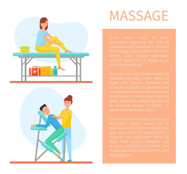 Massage des Rückens und Selbstpflege-Methode eingestellt Vektor — Stockvektor