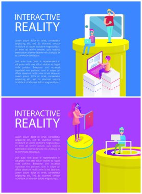 Vektör çizim interaktif gerçeklik adam ayarla