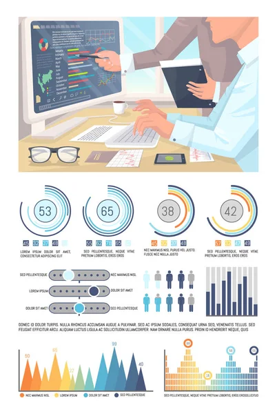 Infographics, analiz veri ofis çalışanları tarafından — Stok Vektör