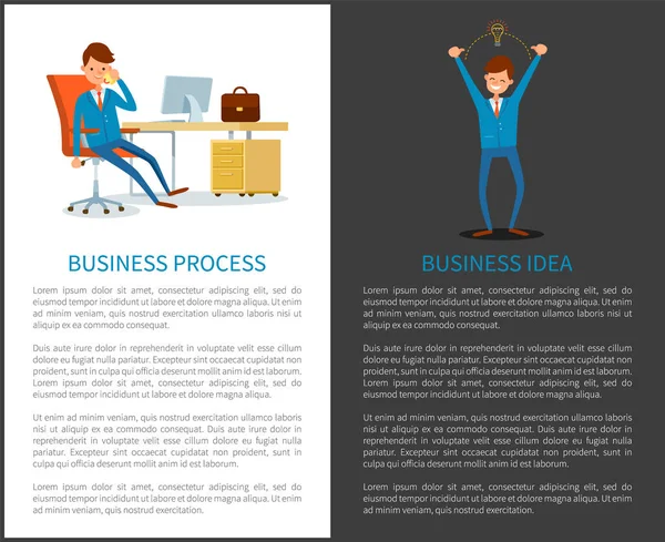 Processus d'affaires et idée créative de l'homme d'affaires — Image vectorielle