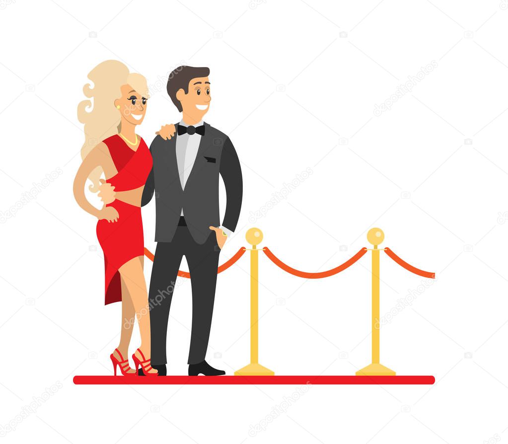 Famous Celebrities Couple on Red Carpet Isolated