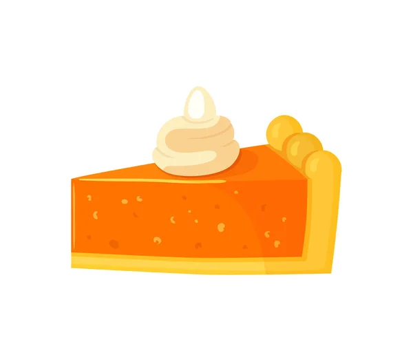 Postre Pedazo Pastel Calabaza Con Crema Vector Icono Aislado Superior — Archivo Imágenes Vectoriales