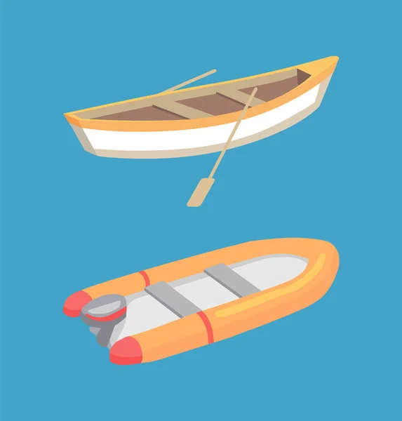 Barco inflável de pesca com remos marinho viajando — Vetor de Stock