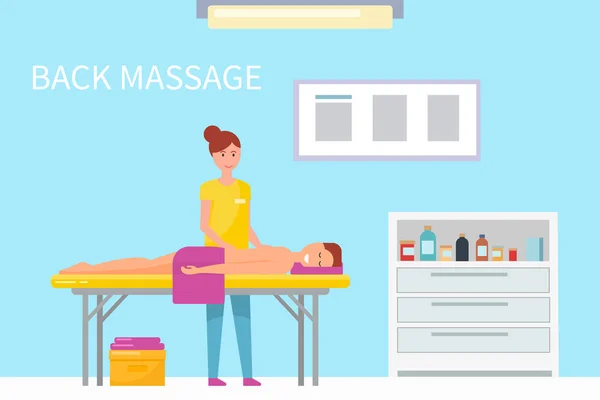 Ryggmassage terapi kvinna massös och mannen vektor — Stock vektor