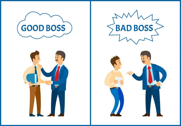 Dobré a špatné Boss, šéf v práci Set — Stockový vektor