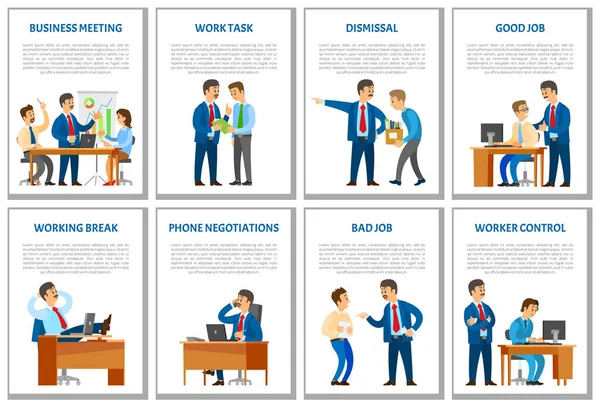 İş toplantısı ve Office işçi işten çıkarılma — Stok Vektör