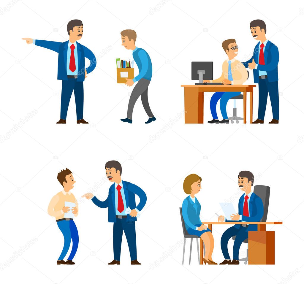 Boss Professional Director Interacting Workers