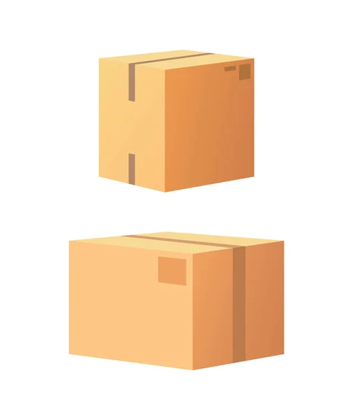 Paquete de cartón con vector de icono de cinta adhesiva — Vector de stock