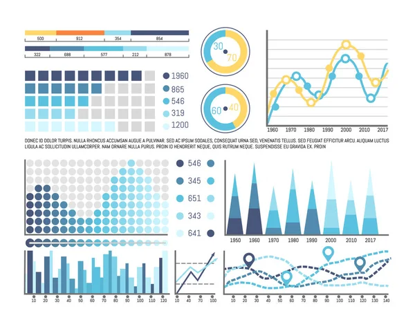 Infographie avec chronologie et chiffres — Image vectorielle