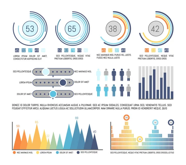 Infografías y Diagrama de Pasteles con Datos de Figuras — Archivo Imágenes Vectoriales