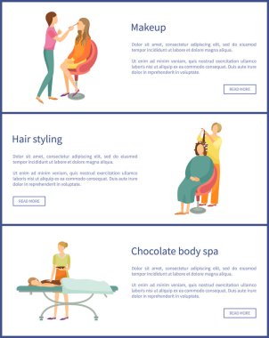 Makyaj ve saç stil stilist posterler vektör