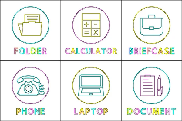 Conjunto de plantillas de iconos lineales redondos de aplicaciones empresariales — Archivo Imágenes Vectoriales