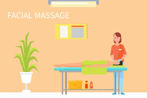 Gesichtsbehandlungen und Massagetechnik Vektor — Stockvektor