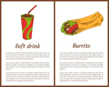 Meşrubat Burrito renk vektör resimler