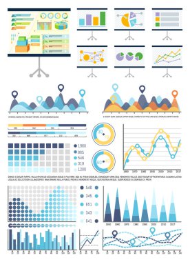 Beyaz tahta Infocharts ve Infographics veri ile