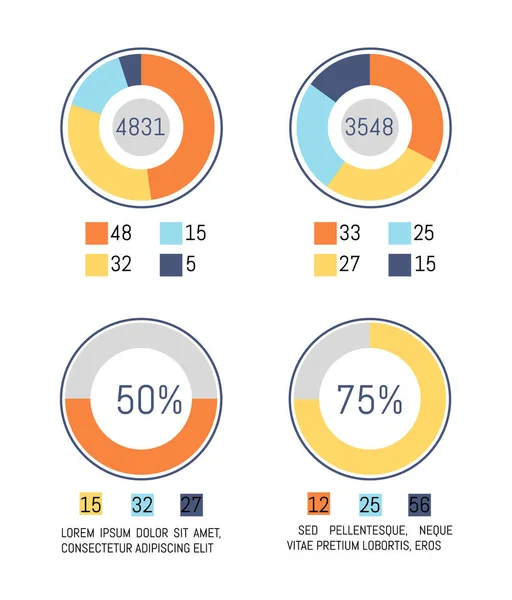 Infografica, Diagrammi a torta Rappresentanza aziendale — Vettoriale Stock